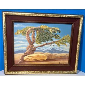 Massie Original Southwest Oil Painting Framed Trees 14" x 12" Vintage USA Gift